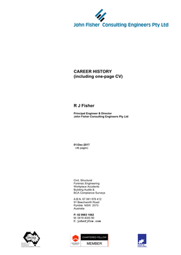 CAREER HISTORY (Including One-Page CV)