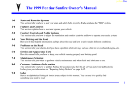 1999 Pontiac Sunfire Owner's Manual