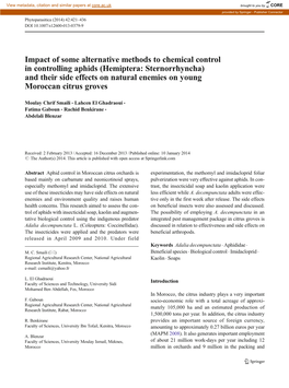 Impact of Some Alternative Methods to Chemical Control in Controlling Aphids