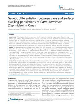 Genetic Differentiation Between Cave and Surface