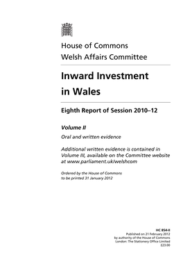 Inward Investment in Wales