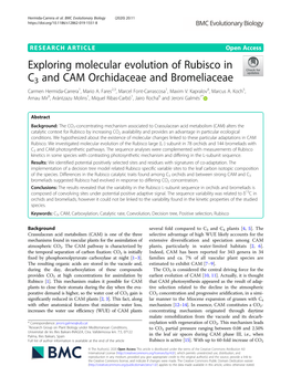 Exploring Molecular Evolution of Rubisco in C3 and CAM Orchidaceae and Bromeliaceae Carmen Hermida-Carrera1, Mario A