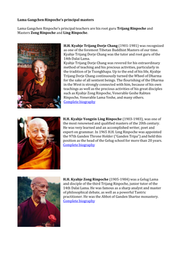 Lama Gangchen Rinpoche's Principal Masters