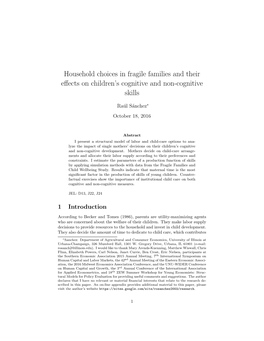 Household Choices in Fragile Families and Their Effects on Children's