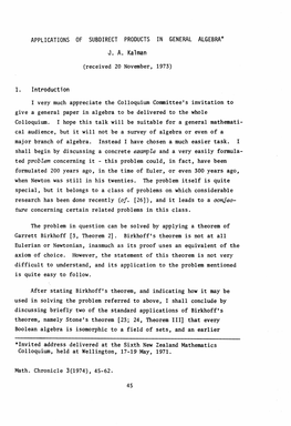 J. A. Kalman, Applications of Subdirect Products in General Algebra, P 45