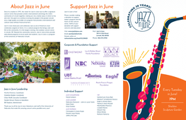 About Jazz in June Support Jazz in June