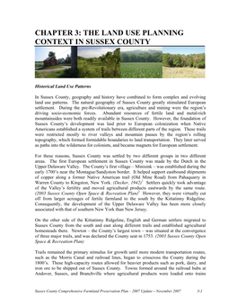 The Land Use Planning Context in Sussex County