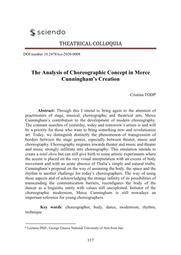 The Analysis of Choreographic Concept in Merce Cunningham's