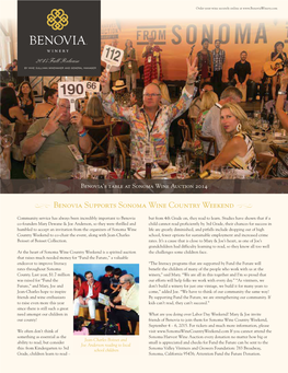 Benovia Supports Sonoma Wine Country Weekend