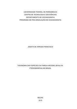 Universidade Federal De Pernambuco Centro De Tecnologia E Geociências Departamento De Oceanografia Programa De Pós-Graduação Em Oceanografia