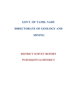 Govt. of Tamil Nadu Directorate of Geology