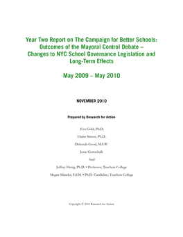 Outcomes of the Mayoral Control Debate Were Influenced by DEC‘S Funding and the Campaign