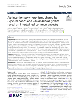 Alu Insertion Polymorphisms Shared by Papio Baboons and Theropithecus Gelada Reveal an Intertwined Common Ancestry Jerilyn A