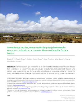 Movimientos Sociales, Conservación Del Paisaje Biocultural Y Ecoturismo Solidario En El Corredor Mazunte-Escobilla, Oaxaca, México