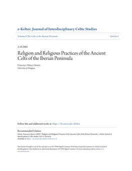 Religion and Religious Practices of the Ancient Celts of the Iberian Peninsula Francisco Marco Simón University of Zaragoza