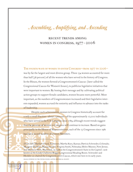 Assembling, Amplifying, and Ascending Recent Trends Among Women in Congress, 1977–2006