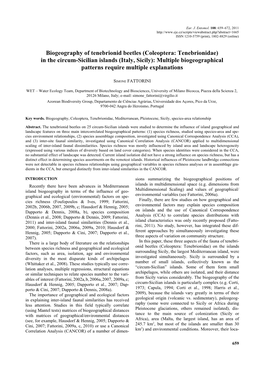 Biogeography of Tenebrionid Beetles (Coleoptera