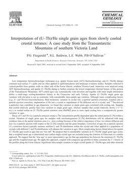 (U–Th)/He Single Grain Ages from Slowly Cooled Crustal Terranes: a Case Study from the Transantarctic Mountains of Southern Victoria Land