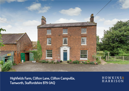 Highfields Farm, Clifton Lane, Clifton Campville, Tamworth, Staffordshire B79 0AQ