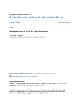 Nine Questions for the Article 9 Professor