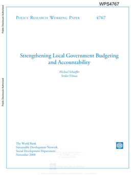 Strengthening Local Government Budgeting and Accountability
