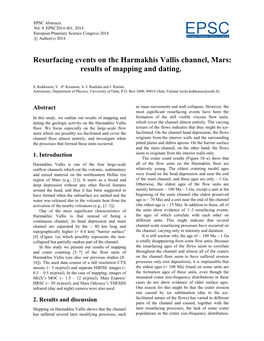 Resurfacing Events on the Harmakhis Vallis Channel, Mars: Results of Mapping and Dating