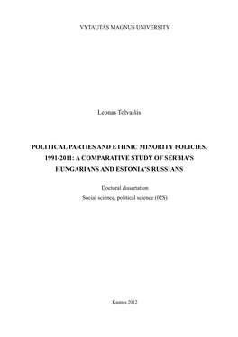 Leonas Tolvaišis POLITICAL PARTIES and ETHNIC