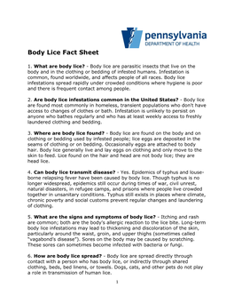 Body Lice Fact Sheet