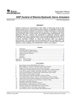 DSP Control of Electro-Hydraulic Servo Actuators Richard Poley