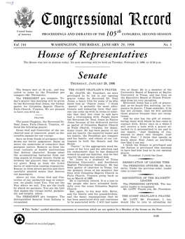 Congressional Record United States Th of America PROCEEDINGS and DEBATES of the 105 CONGRESS, SECOND SESSION