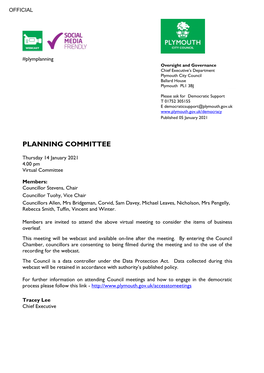 Agenda Document for Planning Committee, 14/01/2021 16:00