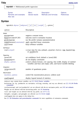 Mprobit — Multinomial Probit Regression