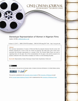 Stereotype Representation of Women in Nigerian Films Andrew Ali Ibbi, Alibbie@Yahoo.Co.Uk