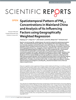 Spatiotemporal Pattern of PM2.5 Concentrations in Mainland China