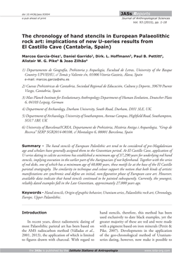 The Chronology of Hand Stencils in European Palaeolithic Rock Art: Implications of New U-Series Results from El Castillo Cave (Cantabria, Spain)