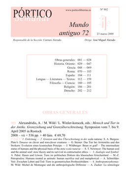 Mundo Antiguo 72 2 Animale Dans Les Traités De Physiognomonie Antique — O