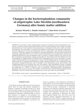 Changes in the Bacterioplankton Community of Oligotrophic Lake Stechlin (Northeastern Germany) After Humic Matter Addition