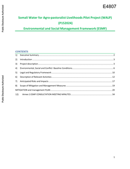 (P152024) Environmental and Social Management Framework (ESMF) Public Disclosure Authorized