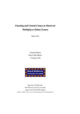 Cheating and Virtual Crimes in Massively Multiplayer Online Games