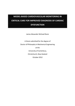 Model-Based Cardiovascular Monitoring in Critical Care for Improved Diagnosis of Cardiac Dysfunction