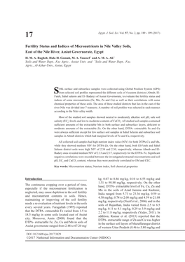 Fertility Status and Indices of Micronutrients in Nile Valley Soils, East of the Nile River, Assiut Governorate, Egypt H