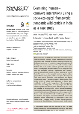 Sympatric Wild Canids in India As a Case Study