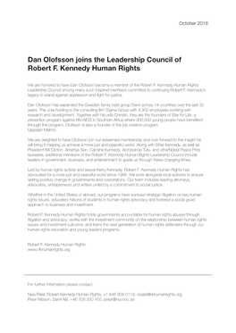 Dan Olofsson Joins the Leadership Council of Robert F. Kennedy Human Rights