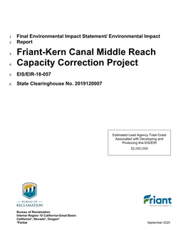 Friant-Kern Canal Middle Reach Capacity Correction Project | Vii Table of Contents
