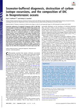 Seawater-Buffered Diagenesis, Destruction of Carbon Isotope Excursions, and the Composition of DIC in Neoproterozoic Oceans