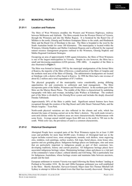 21.01 MUNICIPAL PROFILE 21.01-1 Location and Features the Shire Of