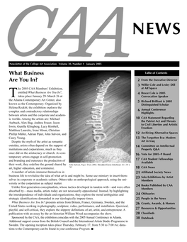 CAA News a Number of Artists Immerse Themselves in 21 Affiliated Society News Business Life to Revitalize the Idea of What Art Is and Might Be