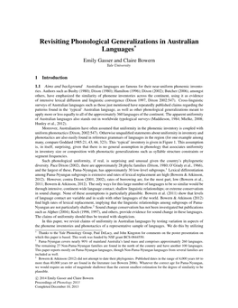 Revisiting Phonological Generalizations in Australian Languages* Emily Gasser and Claire Bowern Yale University