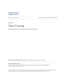 Maine Canoeing Maine Department of Development of Industry and Commerce