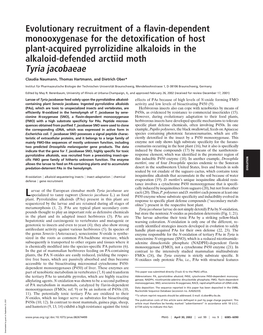 Evolutionary Recruitment of a Flavin-Dependent Monooxygenase for the Detoxification of Host Plant-Acquired Pyrrolizidine Alkaloi